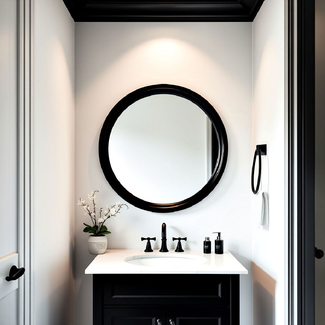 sophisticated black frame vanity mirror