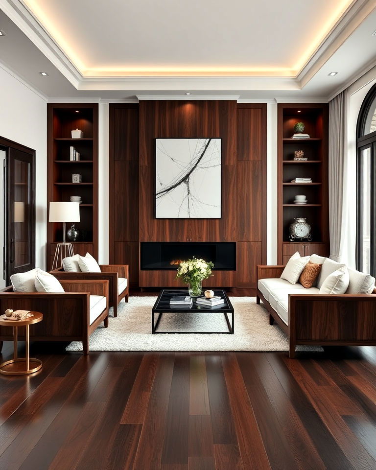 sophisticated dark wood furniture for living room