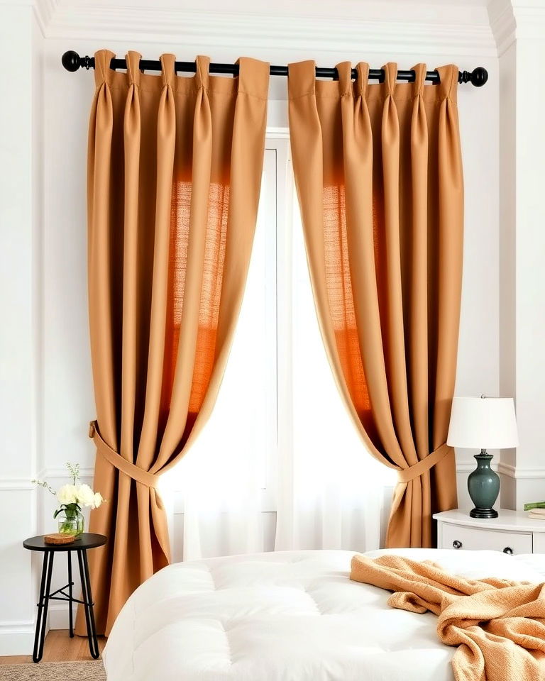 sophisticated tan curtains for bedroom