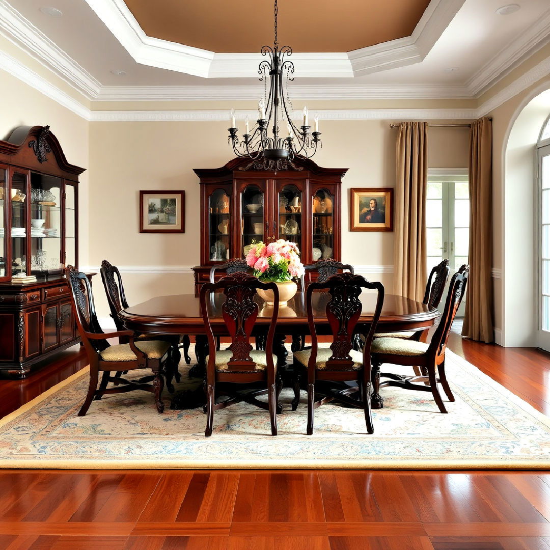 sophisticated traditional mahogany dining set