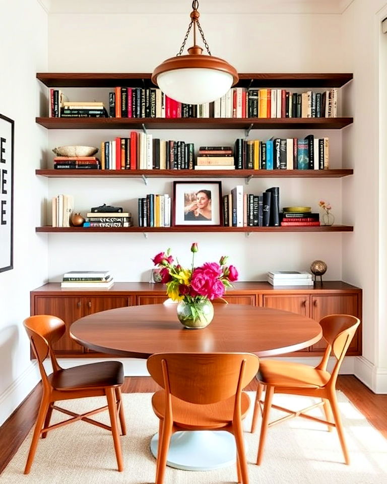 space saving library dining room combo