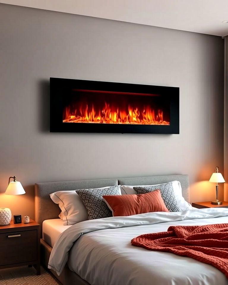 space saving wall mounted electric fireplace