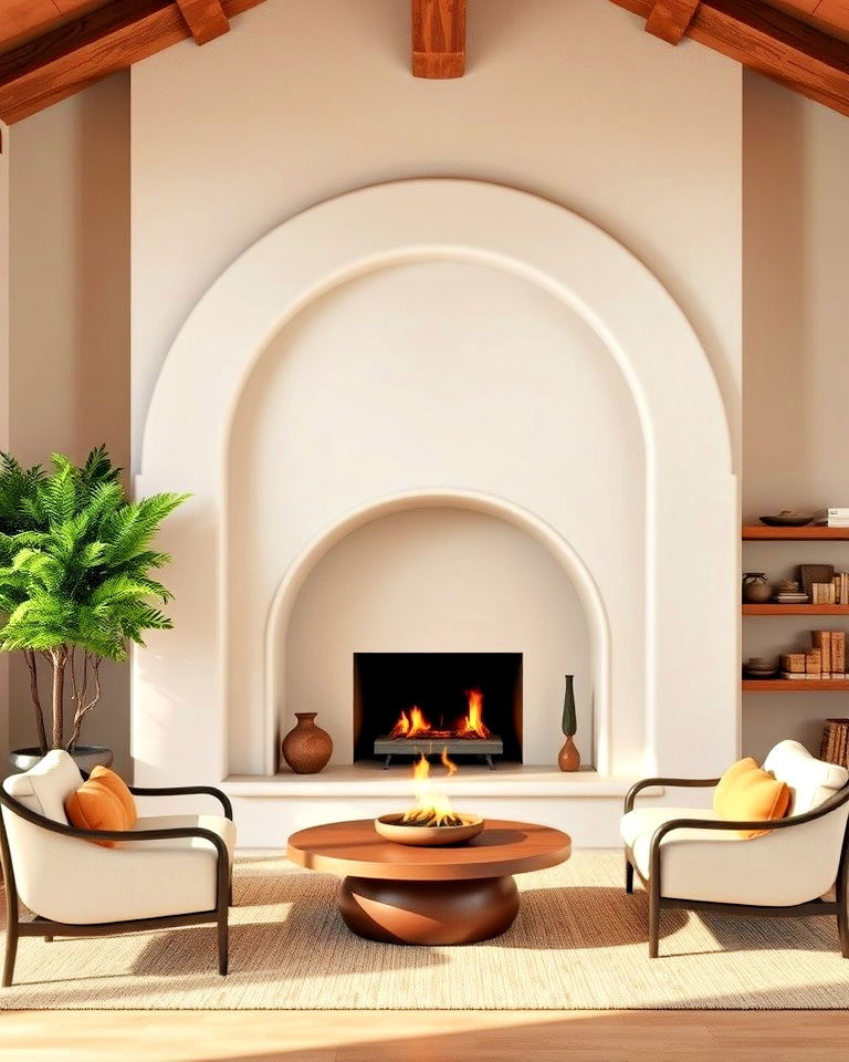 spanish style mediterranean arch fireplace