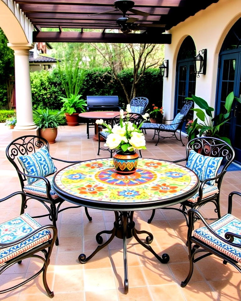 spanish tile patio tabletop