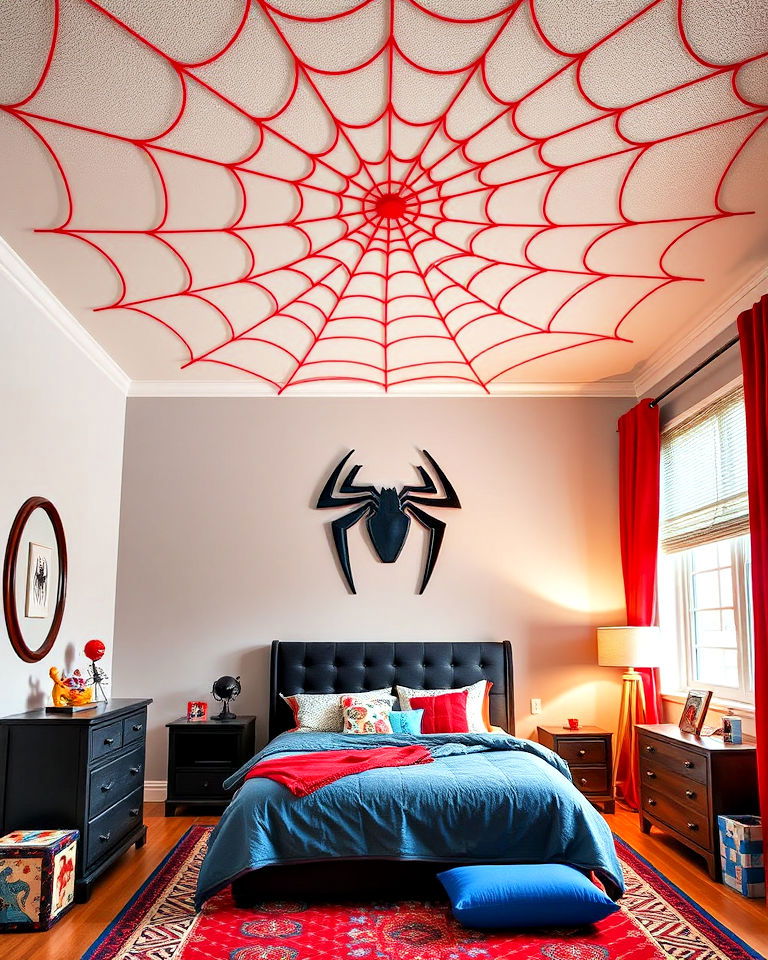 spider man webbed ceiling design