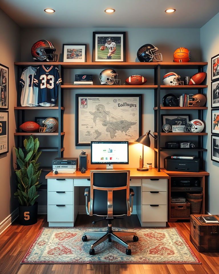 sports memorabilia display home office