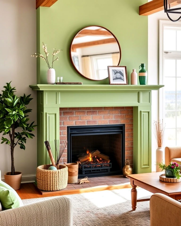 spring green painted mantel