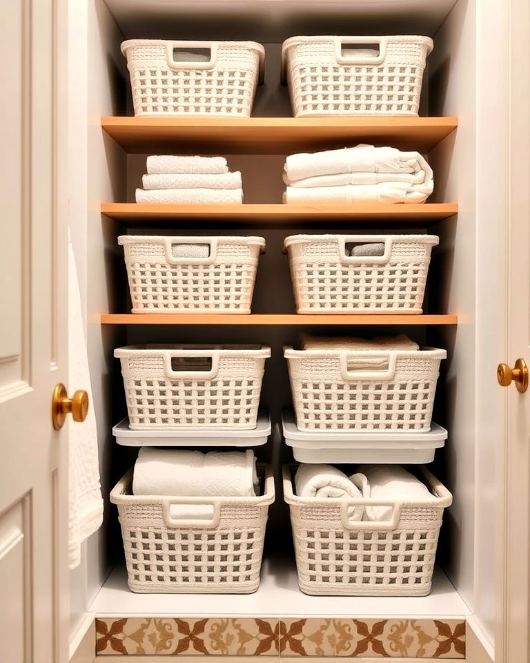 stackable bins for towels and linens