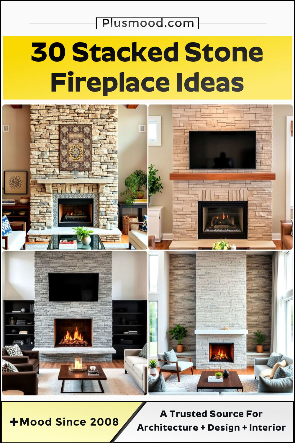 stacked stone fireplace ideas and inspiration