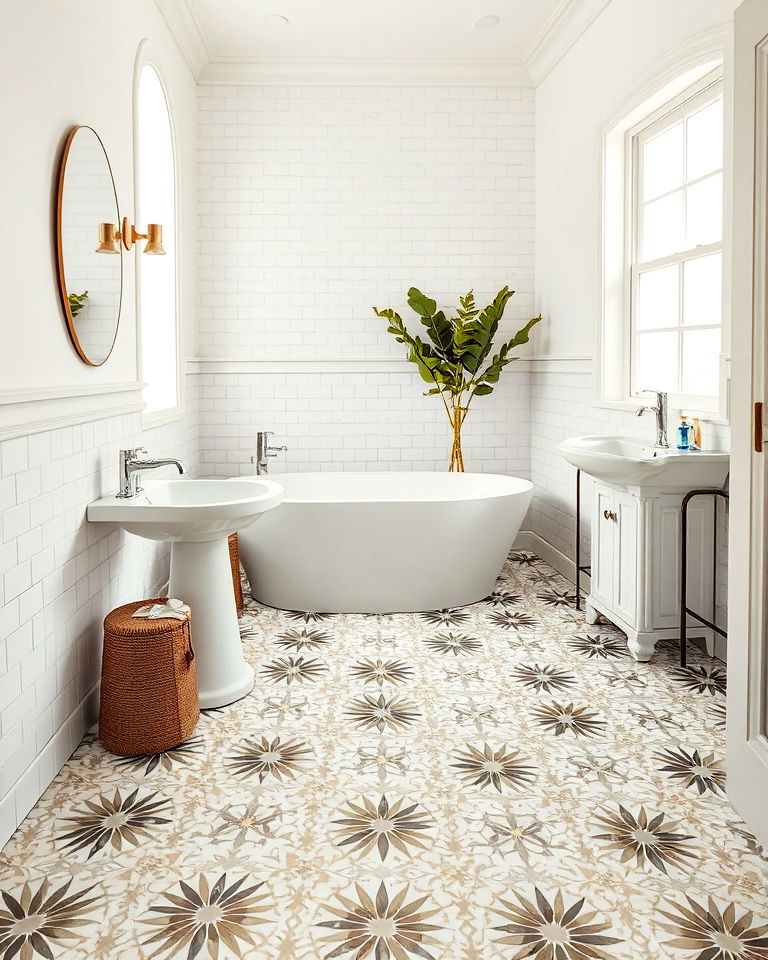 starburst pattern mosaic tiles floor