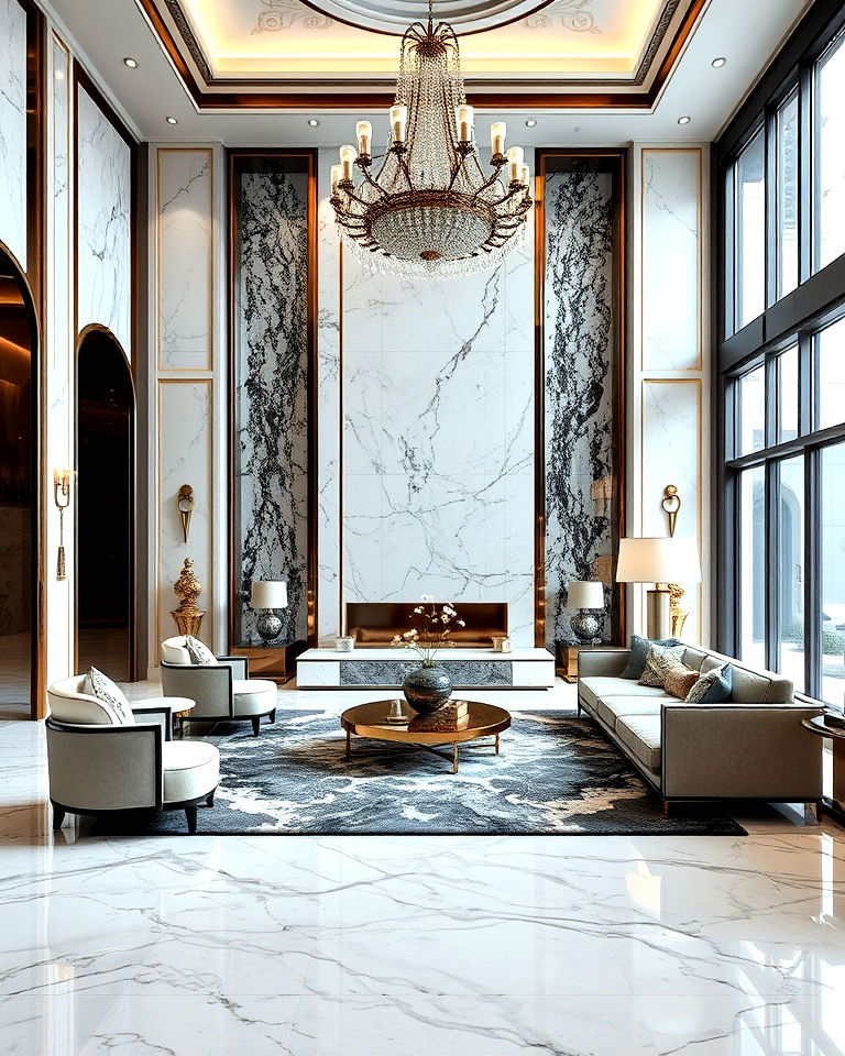 stately marble floor for royal living spaces