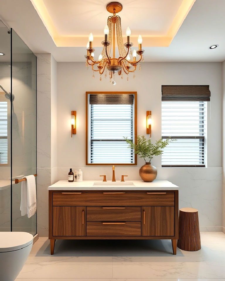 statement lighting fixtures aesthetic bathroom