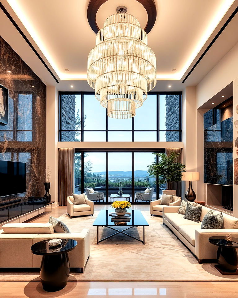 statement lighting to enhance the luxury of a living room