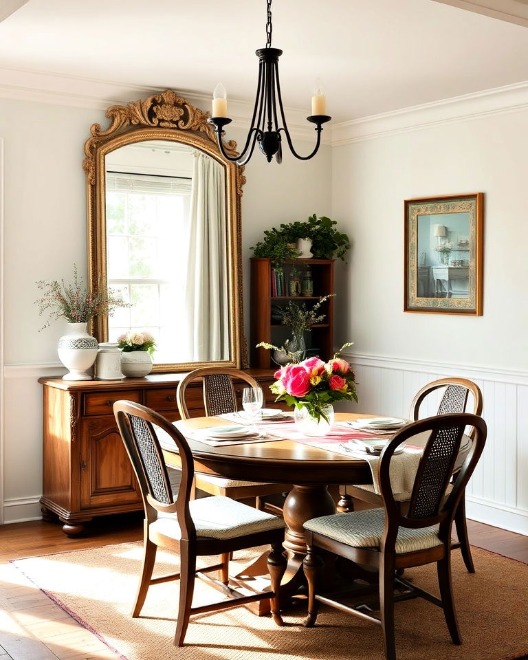 statement mirror cottage dining room