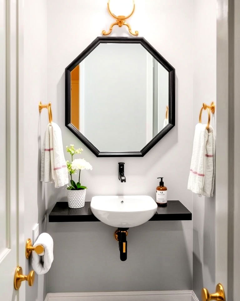 statement mirror to elevate the half bathroom