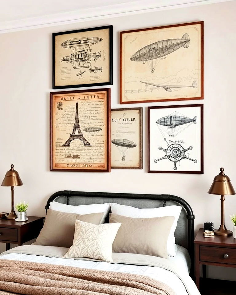 steampunk bedroom art prints