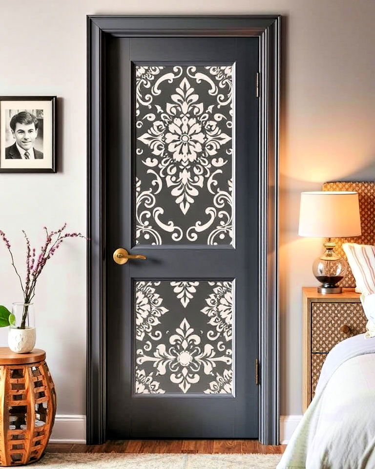 stencil a design for bedroom door