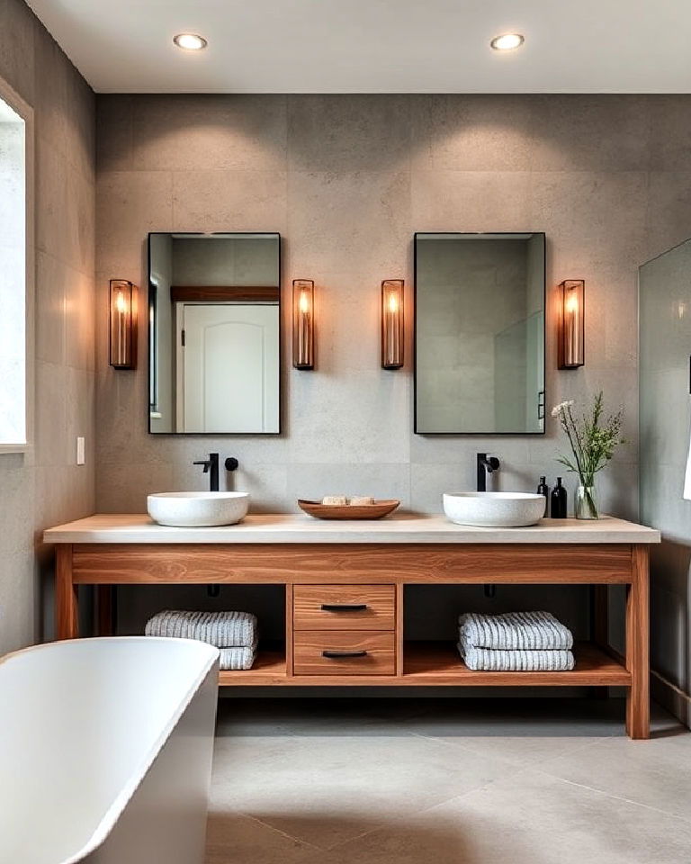 stone countertop barndominium bathroom