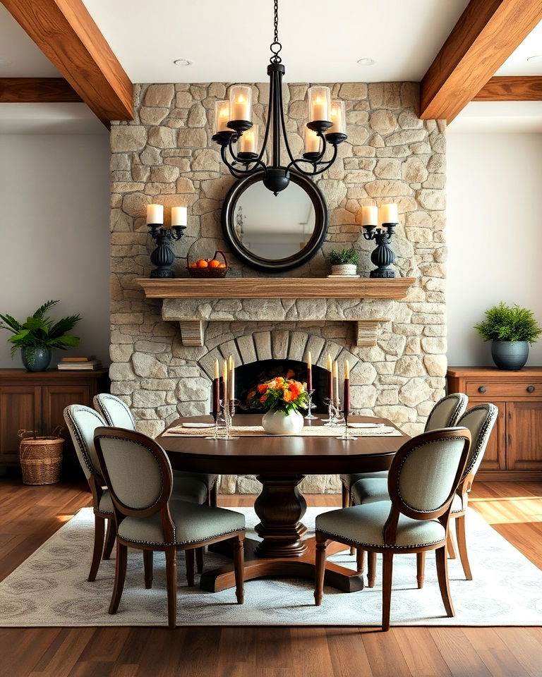 stone fireplace for warmth and coziness