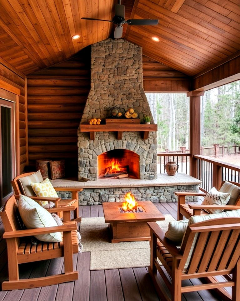 stone fireplace to add rustic charm