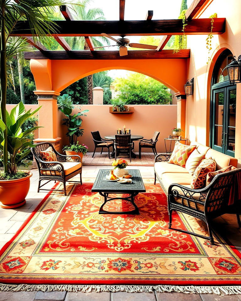 stone pathway around the spanish patio