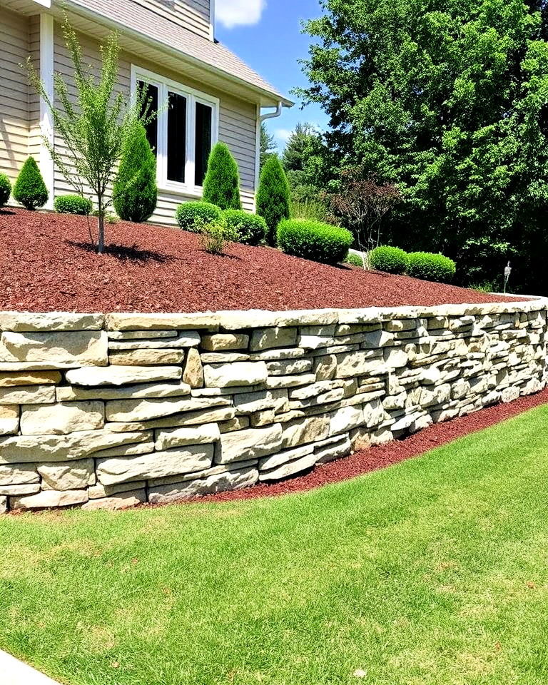 stone veneer retaining wall for front yards