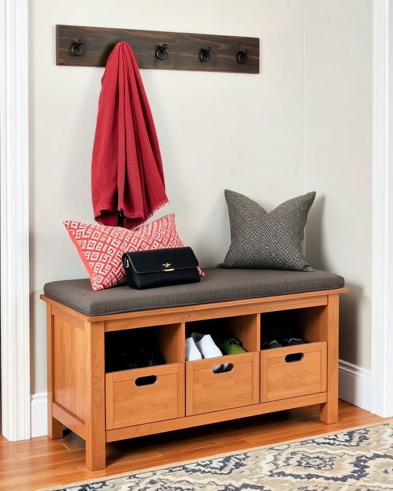 storage bench for hidden organization