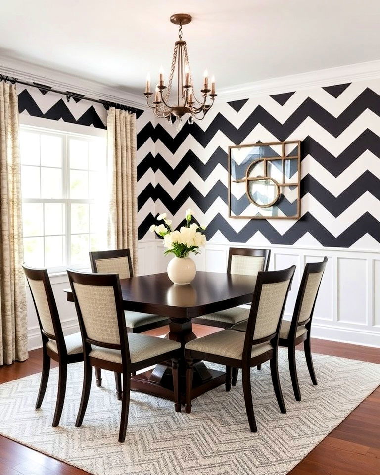 striking chevron wainscoting for your dining room