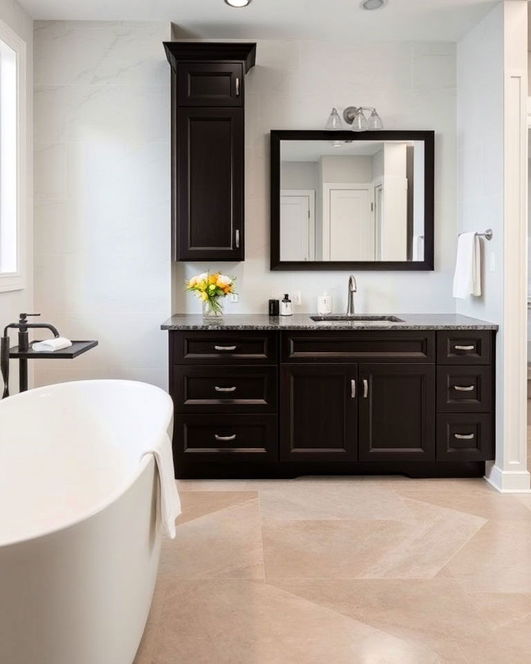 striking rich espresso bathroom cabinets
