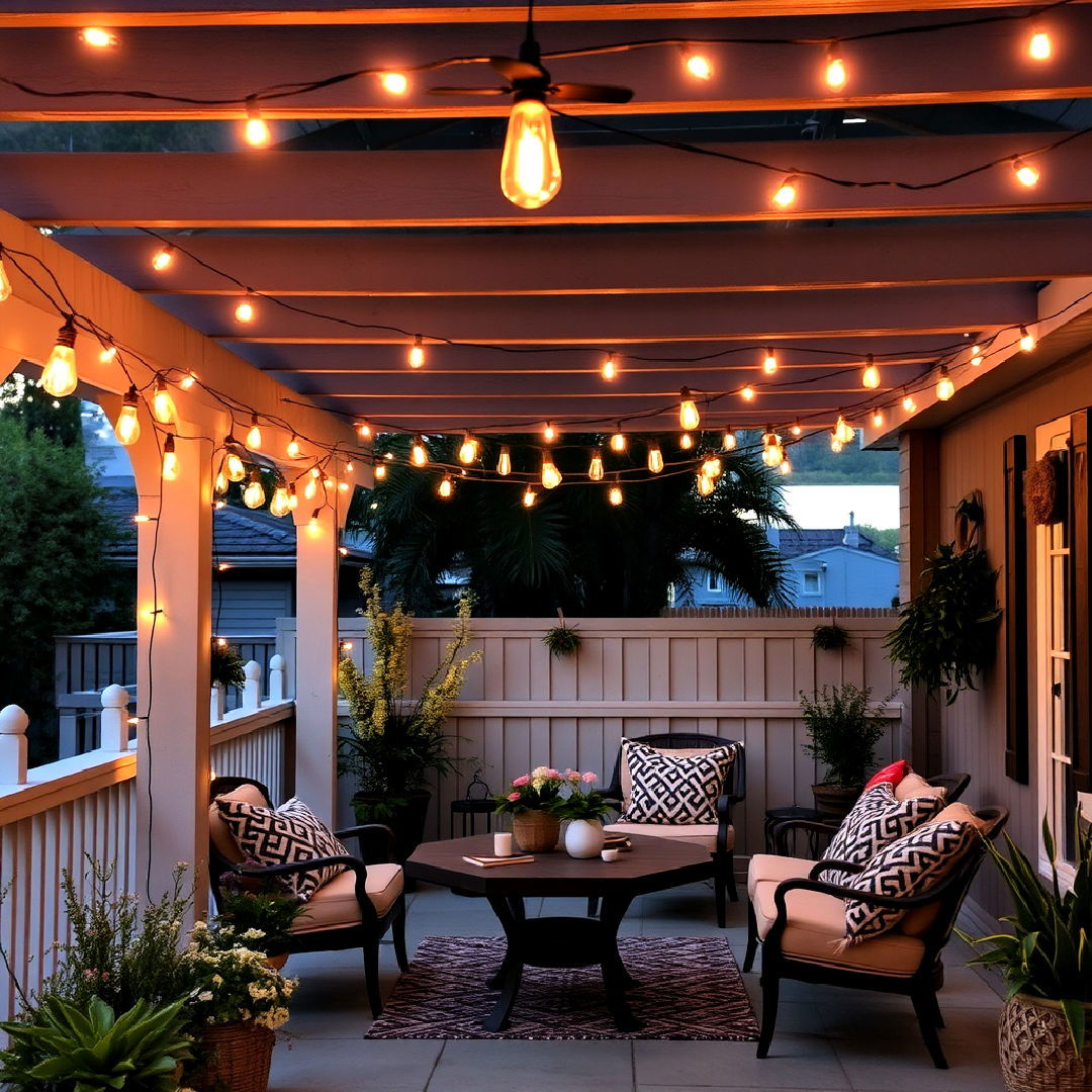 string lights for boho patio