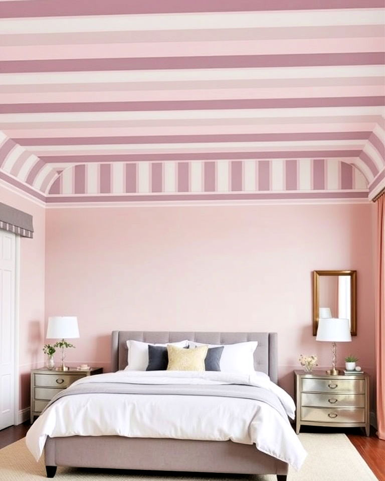 striped ceiling extension for bedroom