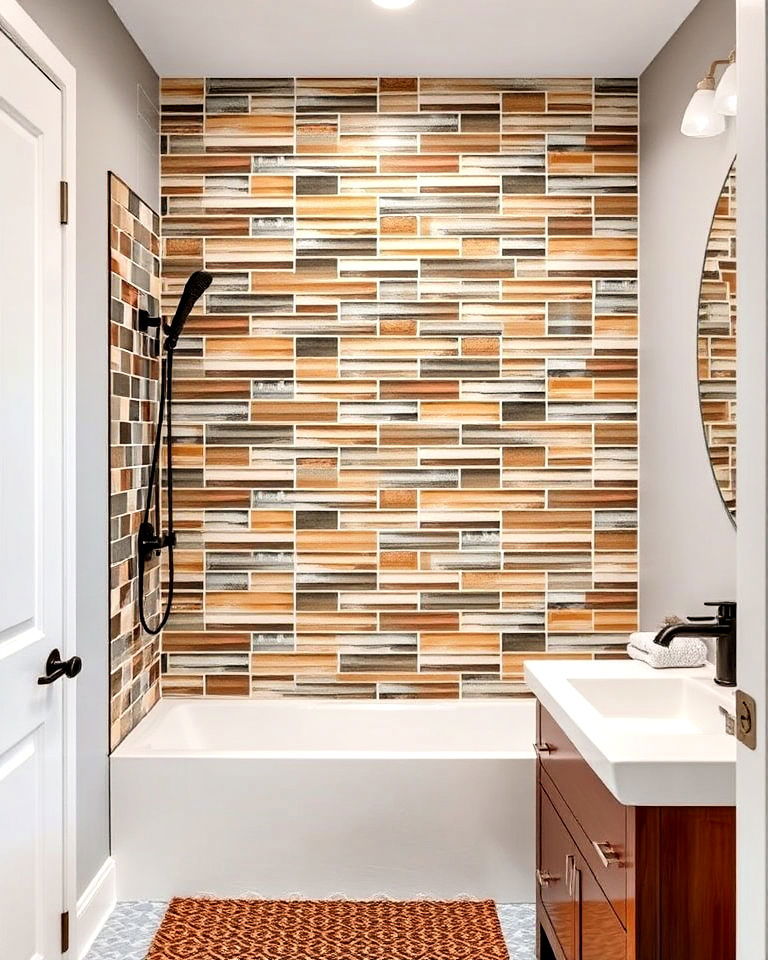 stunning hallway bathroom accent tile wall