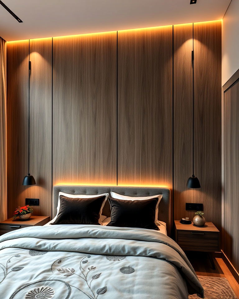 stunning vertical paneling with inset lighting