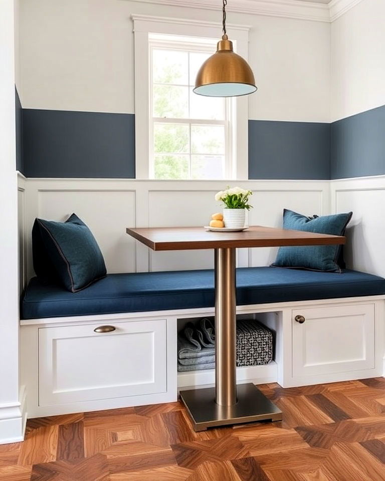 stylish banquette with hidden storage compartments