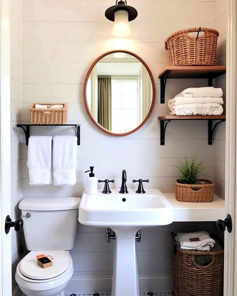 stylish basket storage for bathroom towels