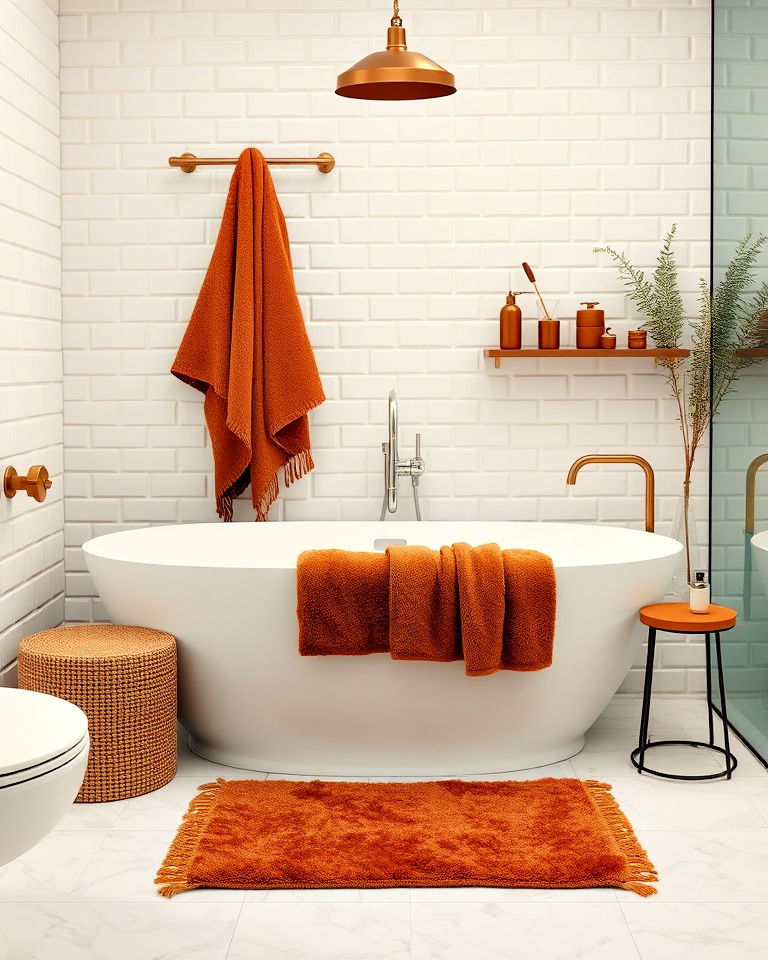 stylish bathroom warm brown towels and accessories