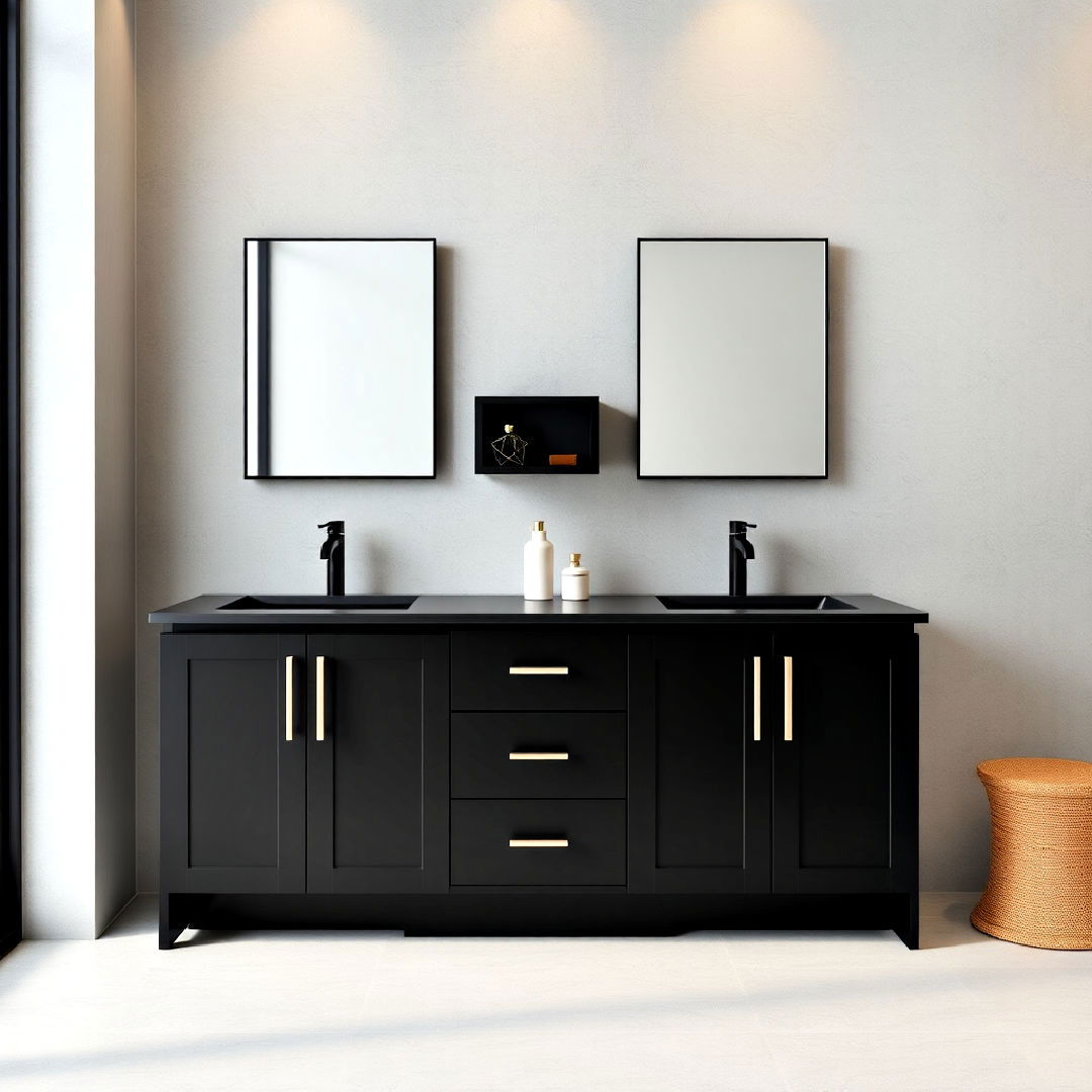 stylish black cabinets with integrated sink