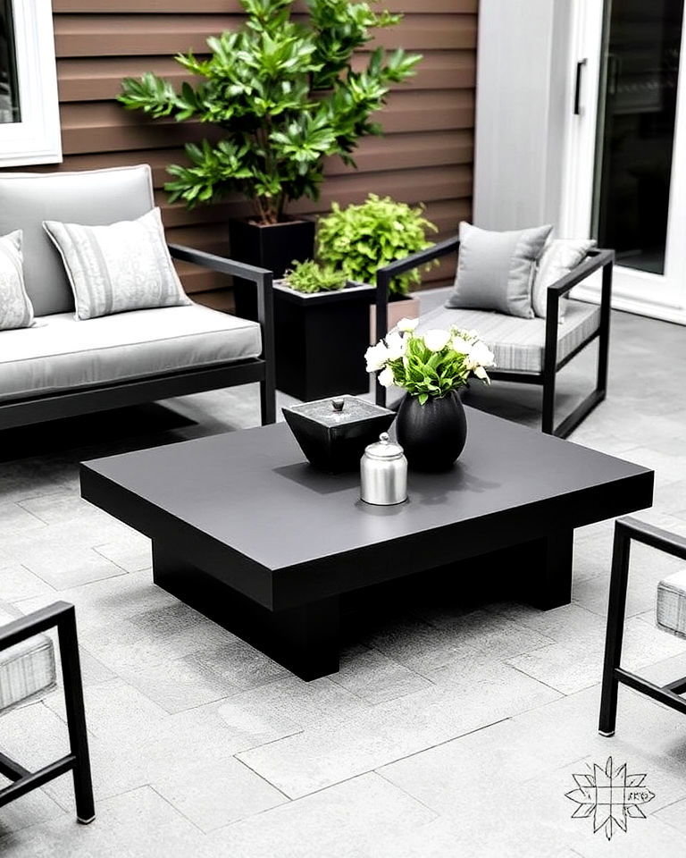 stylish black concrete coffee table
