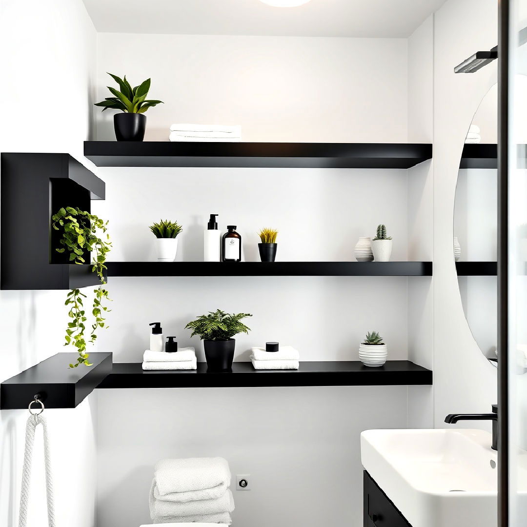 stylish black floating shelves