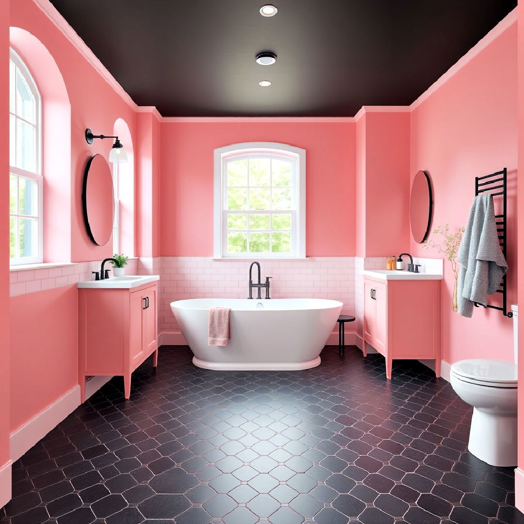 stylish black hexagon floor tiles for bathroom