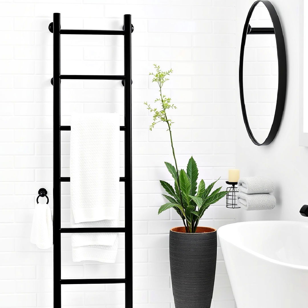 stylish black ladder towel rack