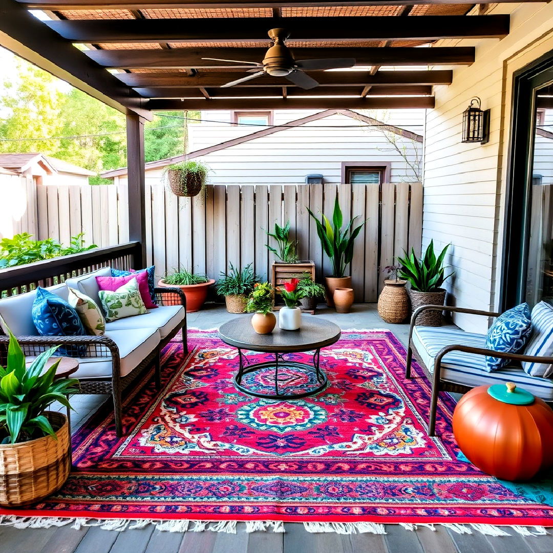 stylish colorful outdoor rug