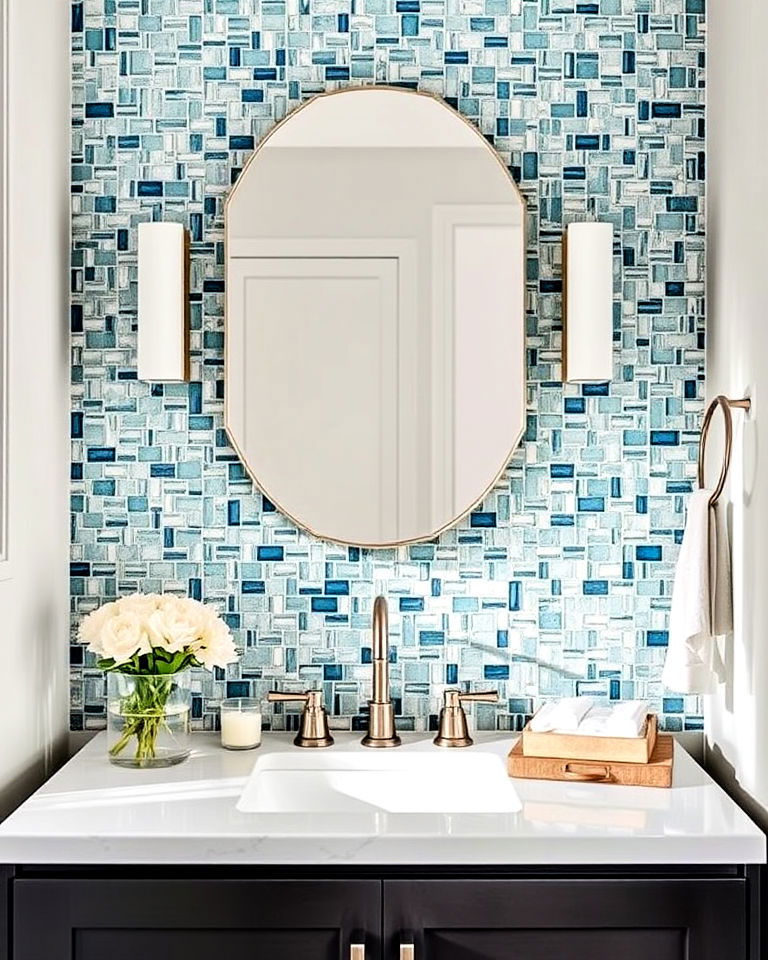 stylish glass mosaic backsplash