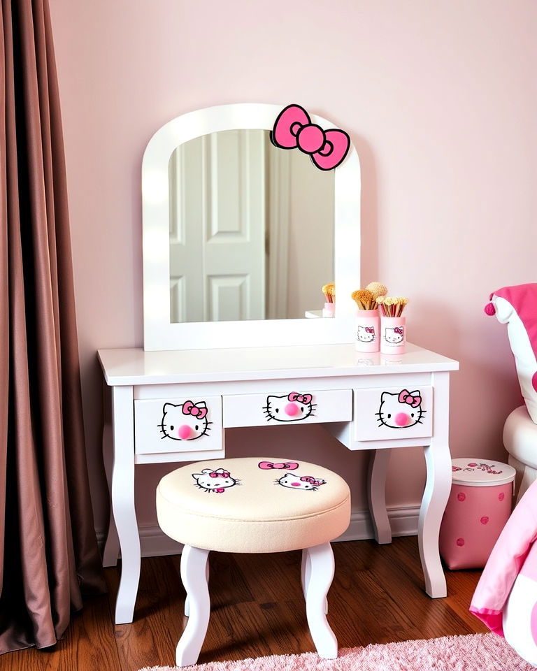 stylish hello kitty themed vanity set