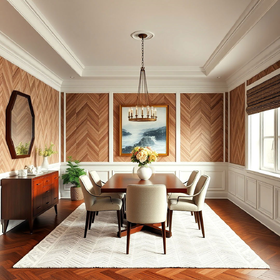 stylish herringbone pattern wall paneling