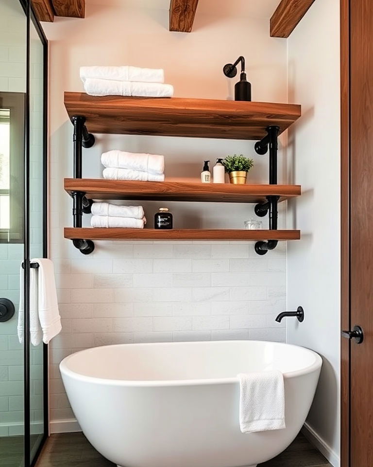 stylish industrial pipe shelving