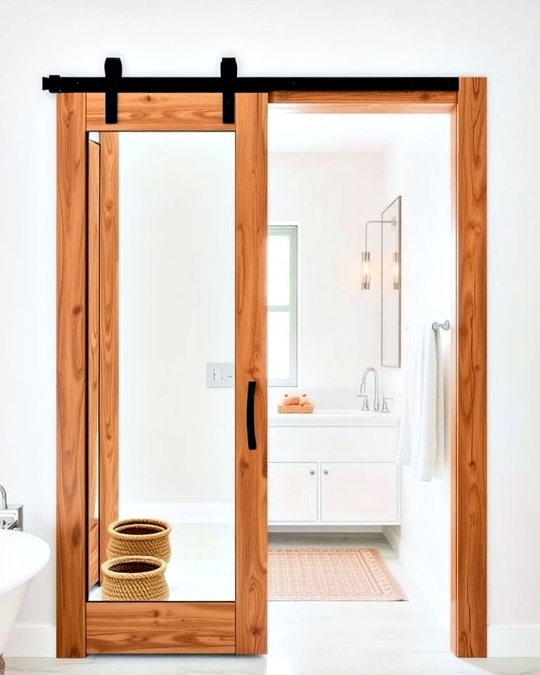 stylish mirrored barn door