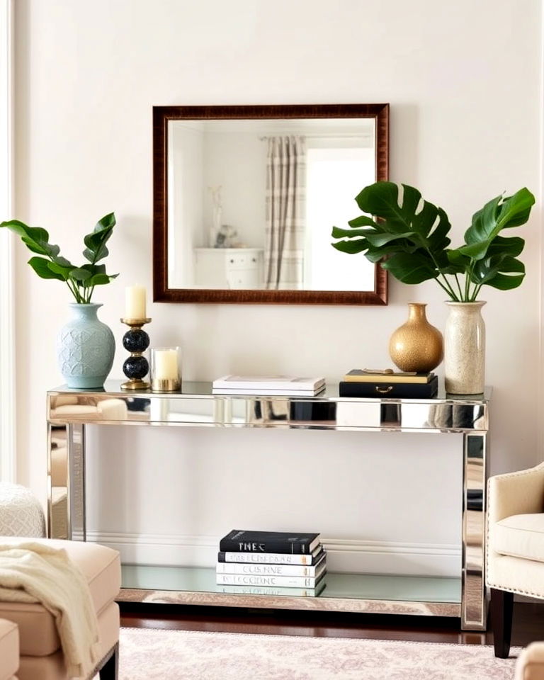 stylish mirrored console table for your living room