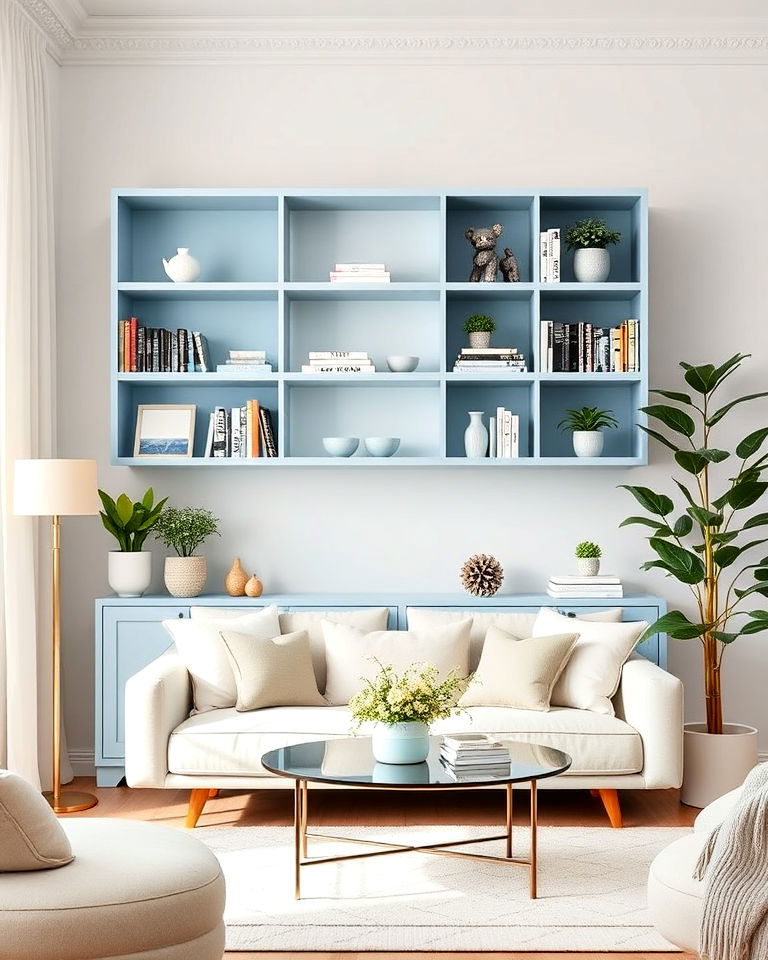 stylish pastel shelving units