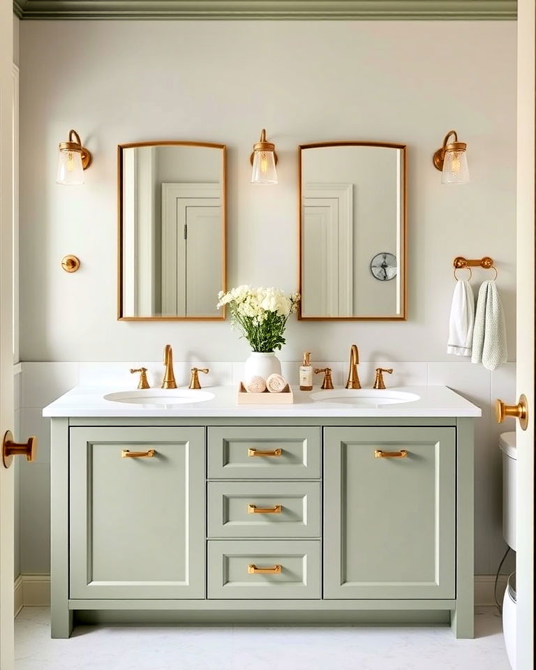 stylish sage green bathroom vanity